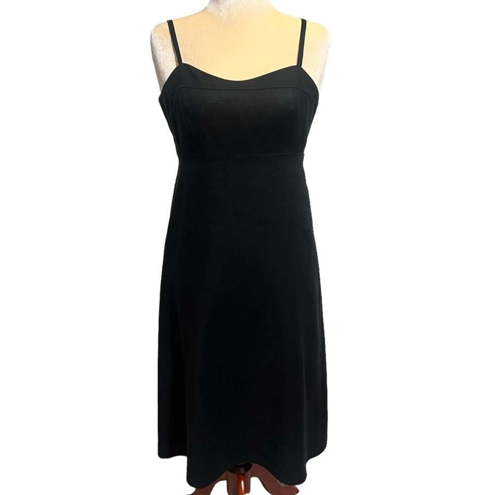 J. Crew Stretch Linen Blend Spaghetti Strap Black Midi Dress - 12 Tall